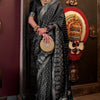 Vibrant Black Banarasi Satin Silk Saree With Rhapsodic Blouse