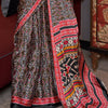Resplendent Black Digital Printed Satin Silk Saree With Piquant Blouse Piece