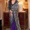 Fantabulous Purple Digital Printed Satin Silk Saree With Splendiferous Blouse Piece