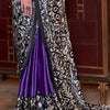 Fantabulous Purple Digital Printed Satin Silk Saree With Splendiferous Blouse Piece