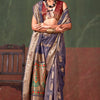 Blissful Blue Paithani Pure Tissue Silk Saree With Grandiose Blouse Piece