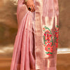 Bucolic Pink Paithani Silk Saree With Mellifluous Blouse Piece