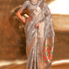 Fragrant Grey Paithani Silk Saree With Tremendous Blouse Piece