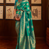 Pleasant Rama Kanjivaram Silk Saree With Ravishing Blouse Piece