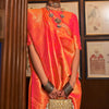 Beautiful Pink Kanjivaram Silk Saree With Adorning Blouse Piece