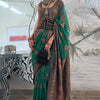 Stylish Dark Green Pashmina saree With Extraordinary Blouse Piece