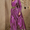 Eclat Lavender Banarasi Satin Silk Saree With Flameboyant Blouse
