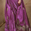 Eclat Lavender Banarasi Satin Silk Saree With Flameboyant Blouse