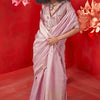 Serendipity Baby Pink Soft Banarasi Tissue Silk Saree With Snappy Blouse Piece