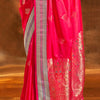Surpassing Dark Pink Soft Banarasi Silk Saree With Adorable Blouse