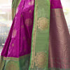 Petrichor Magenta Soft Banarasi Silk Saree With Elision Blouse Piece
