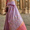 Imbrication Lavender Soft Banarasi Silk Saree With Effervescent Blouse Piece