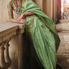 Opulent Pista Soft Banarasi Silk Saree With Fancifull Blouse Piece