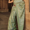 Chatoyant Green Kanjivaram Silk Saree With Eloquence Blouse Piece
