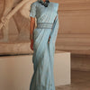 Snazzy Sky Kanjivaram Silk Saree With Prodigal Blouse Piece