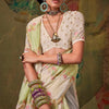 Whimsical Beige and Pista Cotton Silk Saree With Seraphic Blouse Piece
