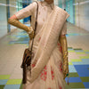 Brood Beige Soft Banarasi Silk Saree With Diaphanous Blouse Piece