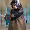 Devastating Black Soft Banarasi Silk Saree With Amiable Blouse Piece