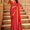 Breathtaking Red Patola Silk Saree with Intricate Blouse Piece