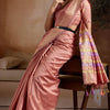 Splendorous Peach Soft Banarasi Bhagalpuri Silk Saree With Evanescent Blouse Piece