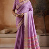 Sensational Lavender Soft Banarasi Bhagalpuri Silk Saree With Enchanting Blouse Piece
