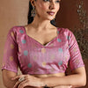 Angelic Pink Soft Banarasi Bhagalpuri Silk Saree With Sumptuous Blouse Piece