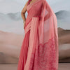 Jubilant Pink Cotton Silk Saree With Petrichor Blouse Piece