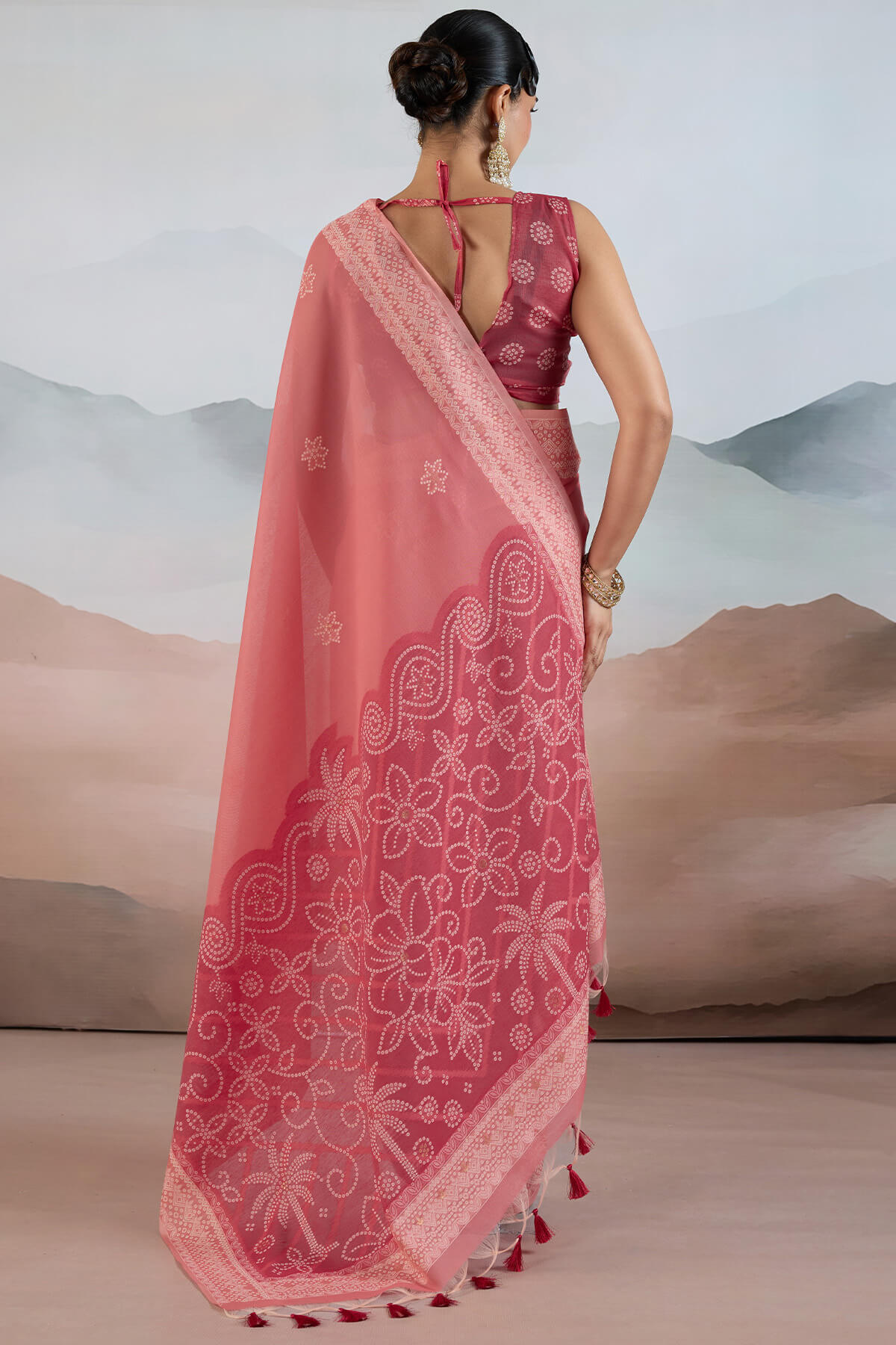 Jubilant Pink Cotton Silk Saree With Petrichor Blouse Piece