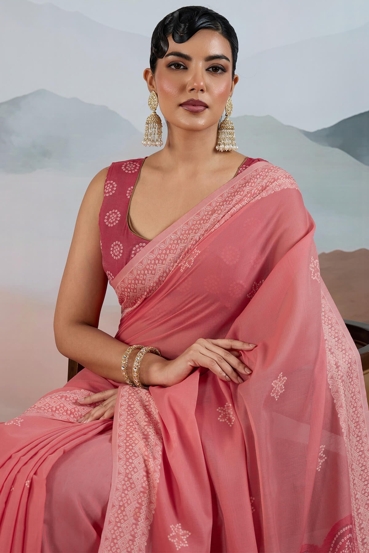 Jubilant Pink Cotton Silk Saree With Petrichor Blouse Piece
