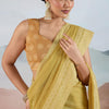 Lassitude Mustard Cotton Silk Saree With Ethereal Blouse Piece