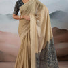 Improbable Beige Cotton Silk Saree With Vivacious Blouse Piece