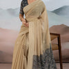 Improbable Beige Cotton Silk Saree With Vivacious Blouse Piece