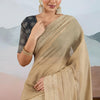 Improbable Beige Cotton Silk Saree With Vivacious Blouse Piece