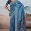 Tantalizing Blue Cotton Silk Saree With Invaluable Blouse Piece