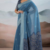 Tantalizing Blue Cotton Silk Saree With Invaluable Blouse Piece