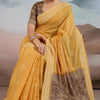 Luxuriant Yellow Cotton Silk Saree With Demesne Blouse Piece