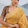 Luxuriant Yellow Cotton Silk Saree With Demesne Blouse Piece