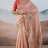Pleasant Peach Soft Banarasi Tissue Silk Saree With Evocative Blouse Piece