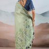 Designer Pista Soft Banarasi Tissue Silk Saree With Exquisite Blouse Piece