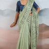 Designer Pista Soft Banarasi Tissue Silk Saree With Exquisite Blouse Piece