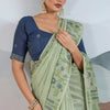 Designer Pista Soft Banarasi Tissue Silk Saree With Exquisite Blouse Piece