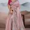 Excellent Pink Soft Banarasi Tissue Silk Saree With Dissemble Blouse Piece