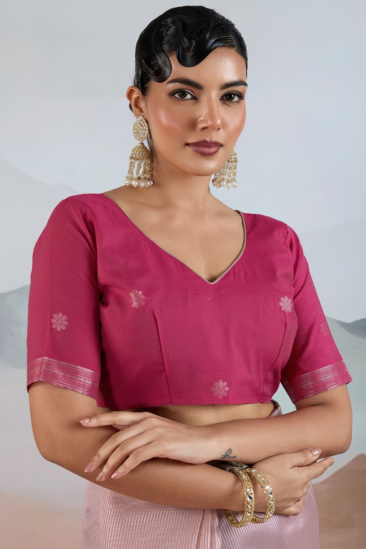 Excellent Pink Soft Banarasi Tissue Silk Saree With Dissemble Blouse Piece