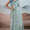 Adorable Sky Soft Banarasi Tissue Silk Saree With Amiable Blouse Piece