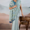 Adorable Sky Soft Banarasi Tissue Silk Saree With Amiable Blouse Piece