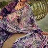 Piquant Lavender Digital Printed Satin Silk Saree With Exquisite Blouse Piece