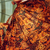 Beguiling Brown Digital Printed Satin Silk Saree With Embellished Blouse Piece