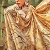 Grandiose Grey and Beige Digital Printed Satin Silk Saree With Quixotic Blouse Piece