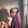 Royal Purple Floral Embroidered Jacket Style Anarkali Set with Dupatta