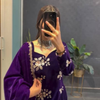 Royal Purple Velvet Embroidered Kurti Pant Set with Dupatta
